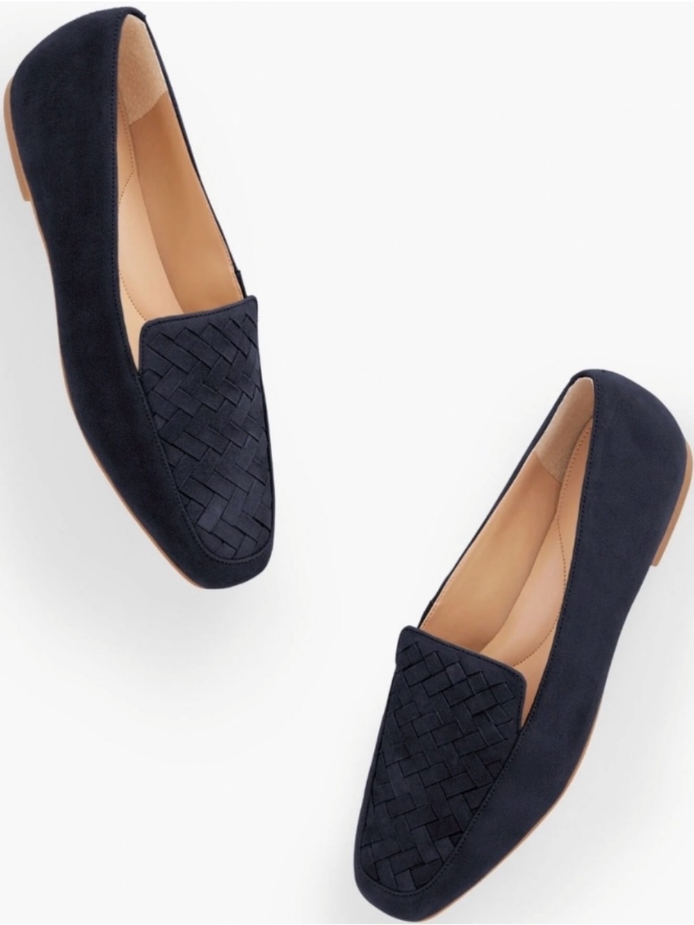Talbots Stella Woven Navy Suede Woven Loafers size 9M IMMACULATE